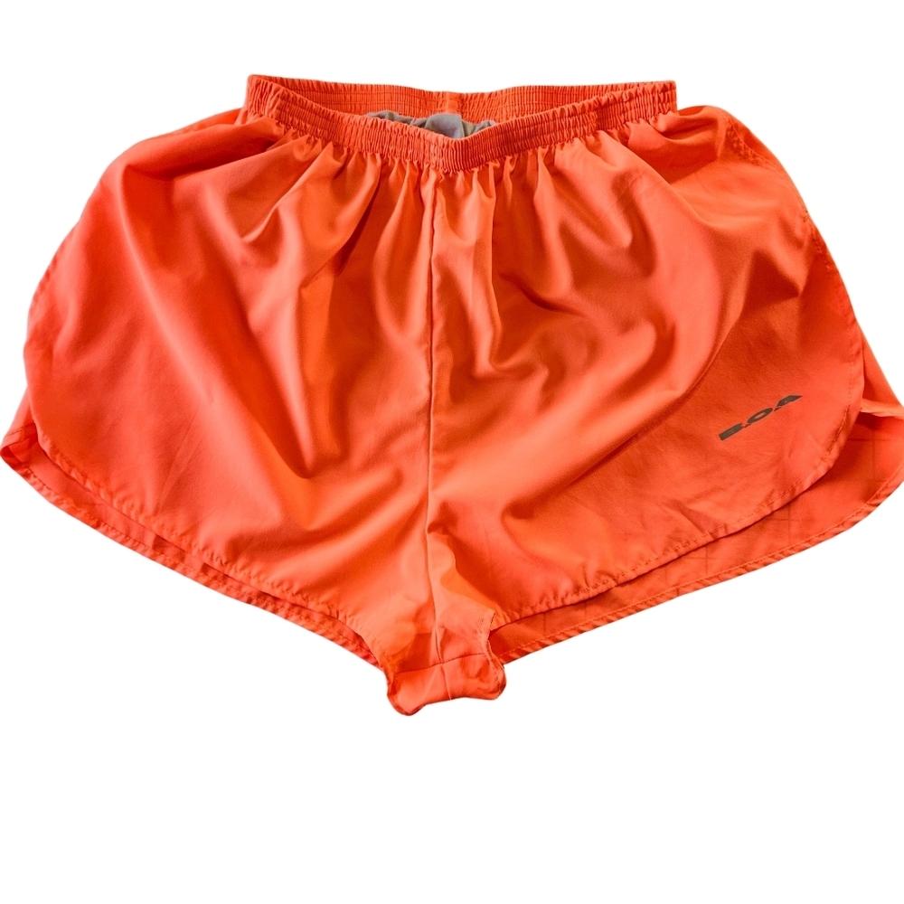 B.O.A Women's Split Trainer Running Shorts, Neon Sunkiss (Orange), Size Medium